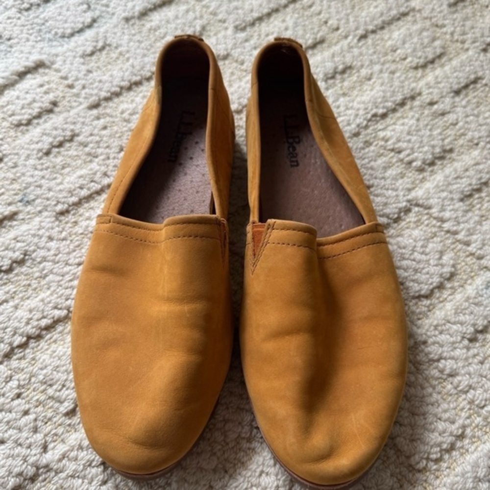 L.L. Bean Women's Slip-On Flats in Mustard Brown